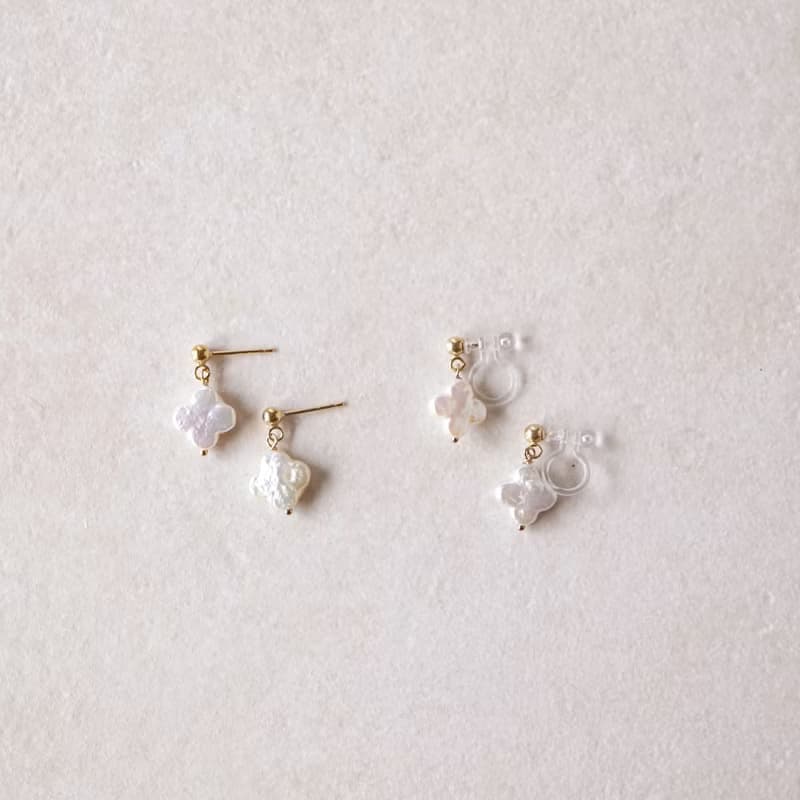 14kgf　フラワーパールピアス / イヤリングクリップ