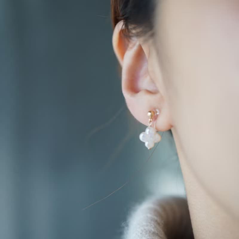 14kgf　フラワーパールピアス / イヤリングクリップ