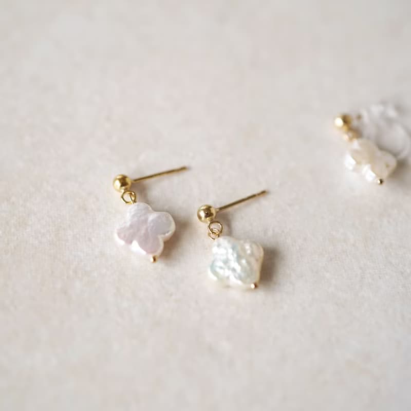 14kgf　フラワーパールピアス / イヤリングクリップ