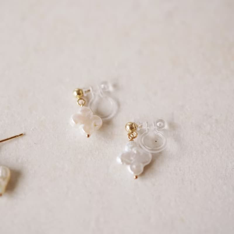 14kgf　フラワーパールピアス / イヤリングクリップ