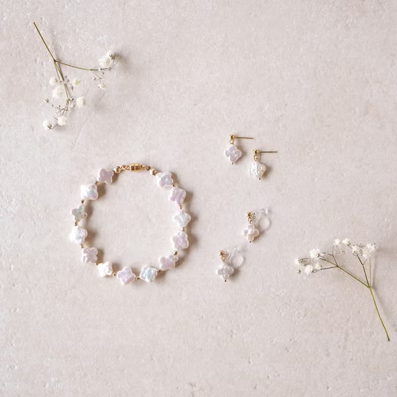 14kgf　フラワーパールピアス / イヤリングクリップ