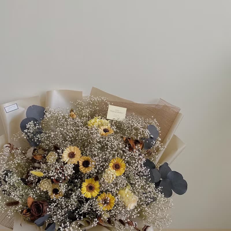 情人節花束 畢業花束 生日禮物 擴香花束 永生花 韓式綁花 橘玫瑰
