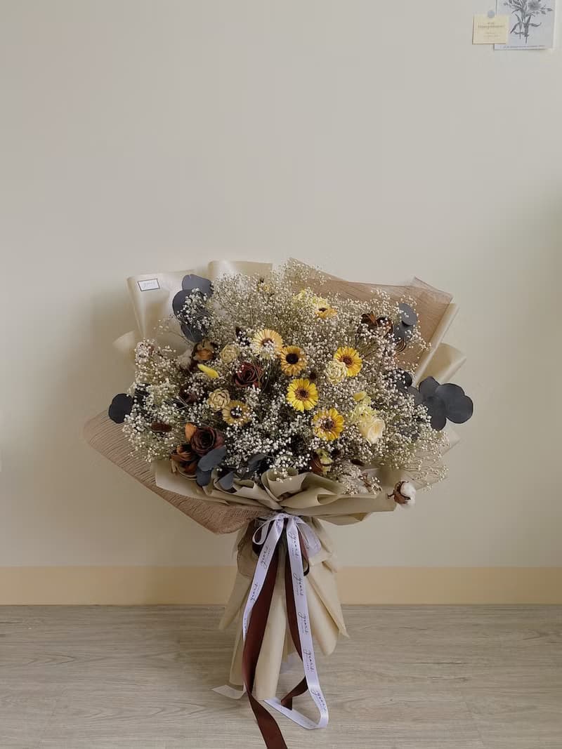 情人節花束 畢業花束 生日禮物 擴香花束 永生花 韓式綁花 橘玫瑰