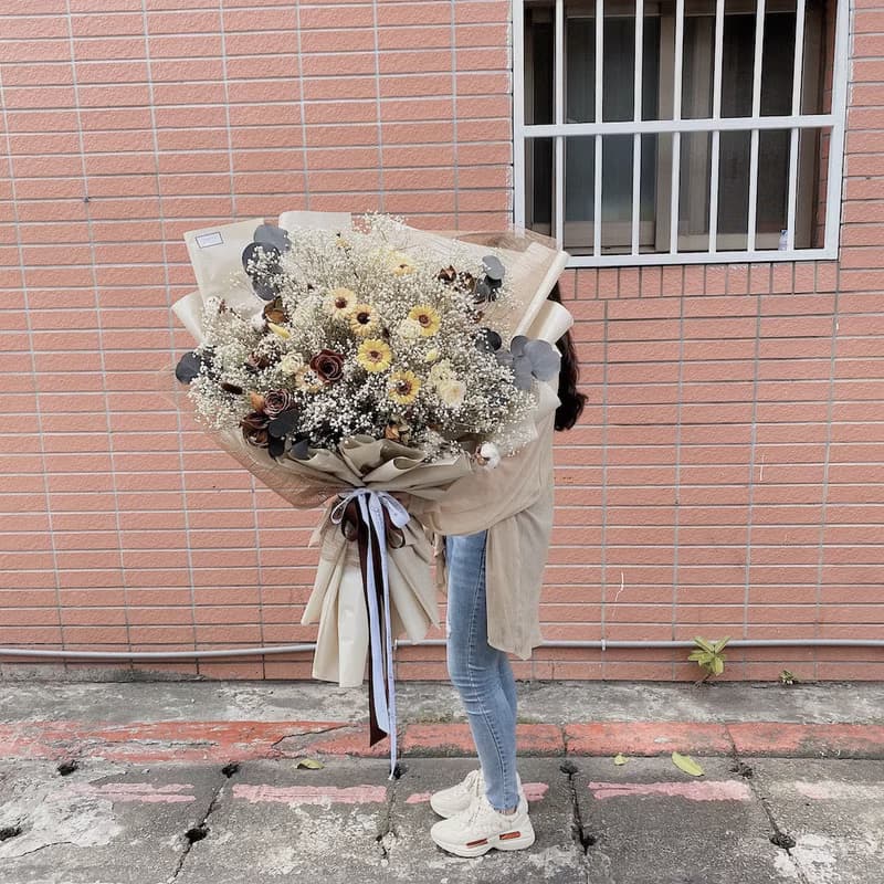 情人節花束 畢業花束 生日禮物 擴香花束 永生花 韓式綁花 橘玫瑰
