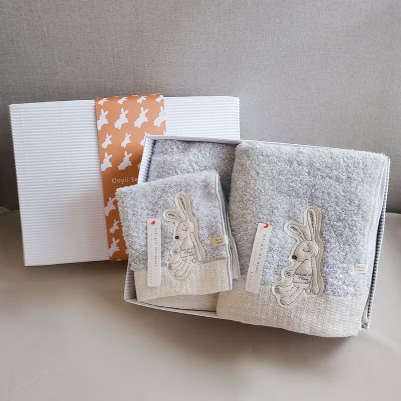 【kontex】今治Chouette兔子三件組-浴巾+毛巾+方巾禮盒(附提袋)