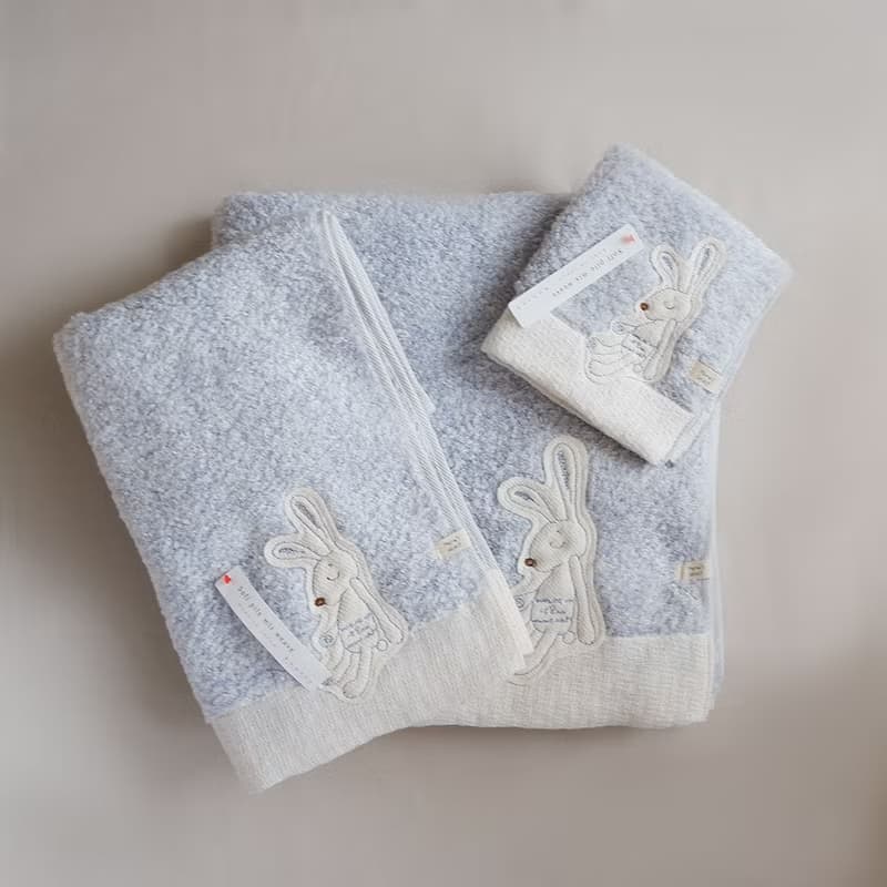 【kontex】今治Chouette兔子三件組-浴巾+毛巾+方巾禮盒(附提袋)