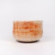 明芽窯 l 經典柴燒縮志野茶碗 陶器 陶藝品 茶具 H6