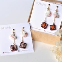 純手工 雙巧克力耳環 / 一對(雙耳價) / 仿真黏土