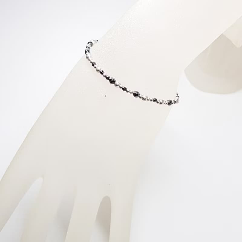 黑膽石/赤鐵礦純銀手鍊