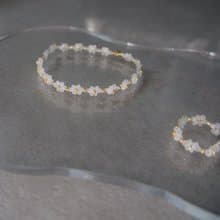 【セット】　ビーズブレスレットとビーズリング　　clear gold　　マグネット着脱　韓国