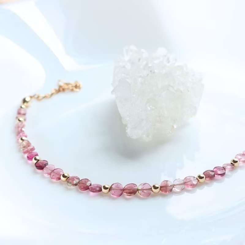 糖果碧璽 粉紅色系 天然無注膠碧璽 好人緣能量 手工製手鍊 禮物