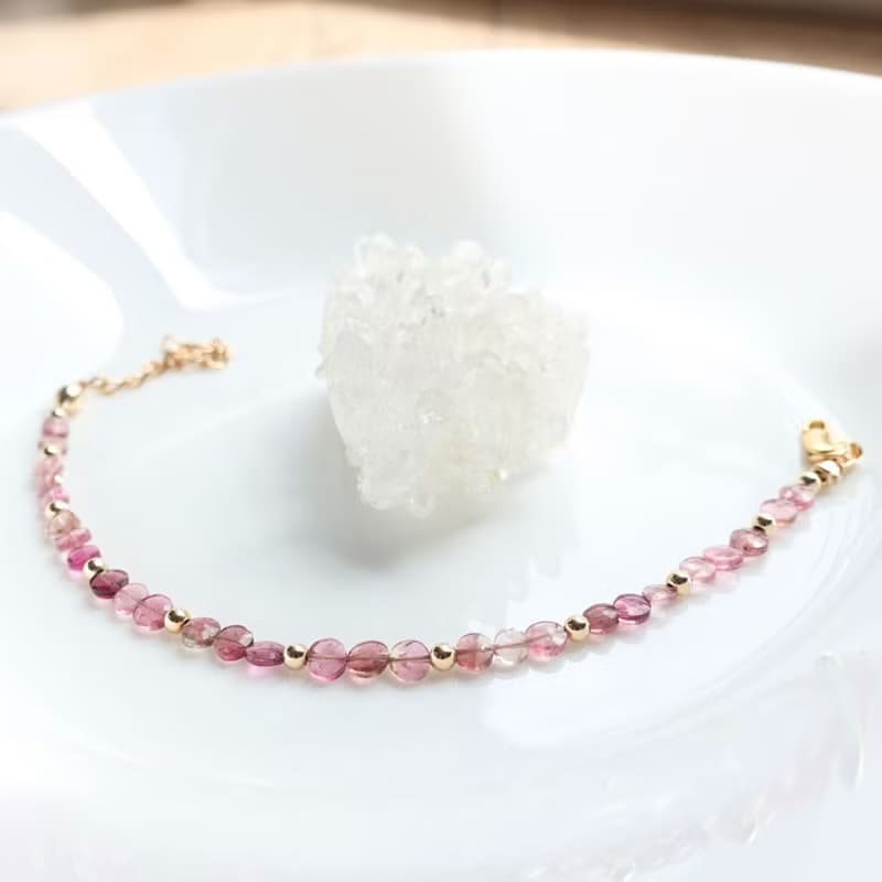 糖果碧璽 粉紅色系 天然無注膠碧璽 好人緣能量 手工製手鍊 禮物