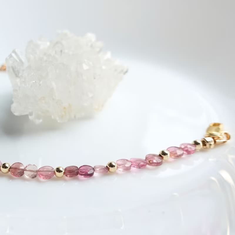 糖果碧璽 粉紅色系 天然無注膠碧璽 好人緣能量 手工製手鍊 禮物