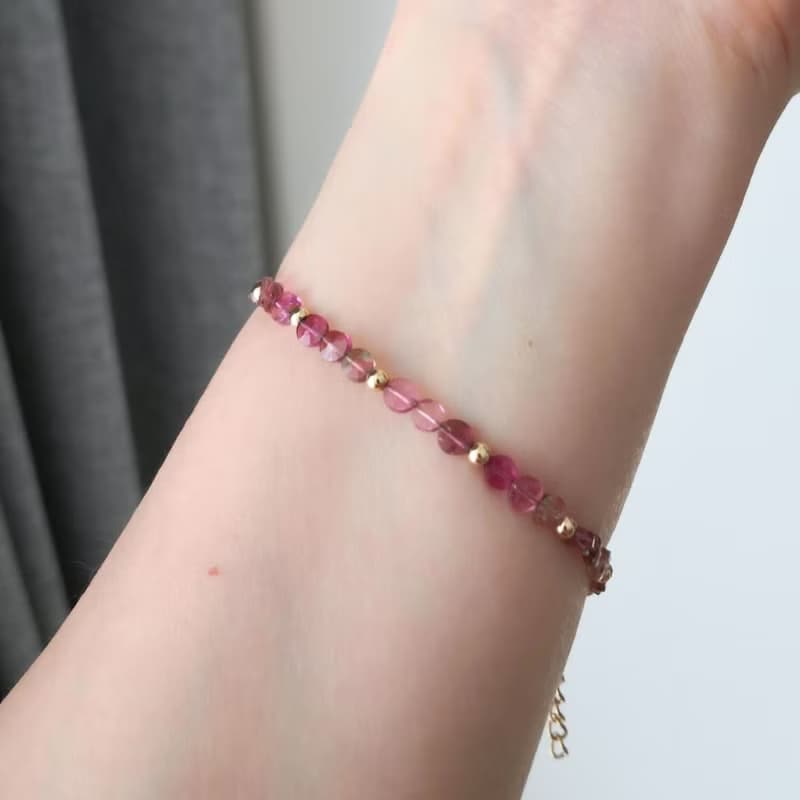 糖果碧璽 粉紅色系 天然無注膠碧璽 好人緣能量 手工製手鍊 禮物