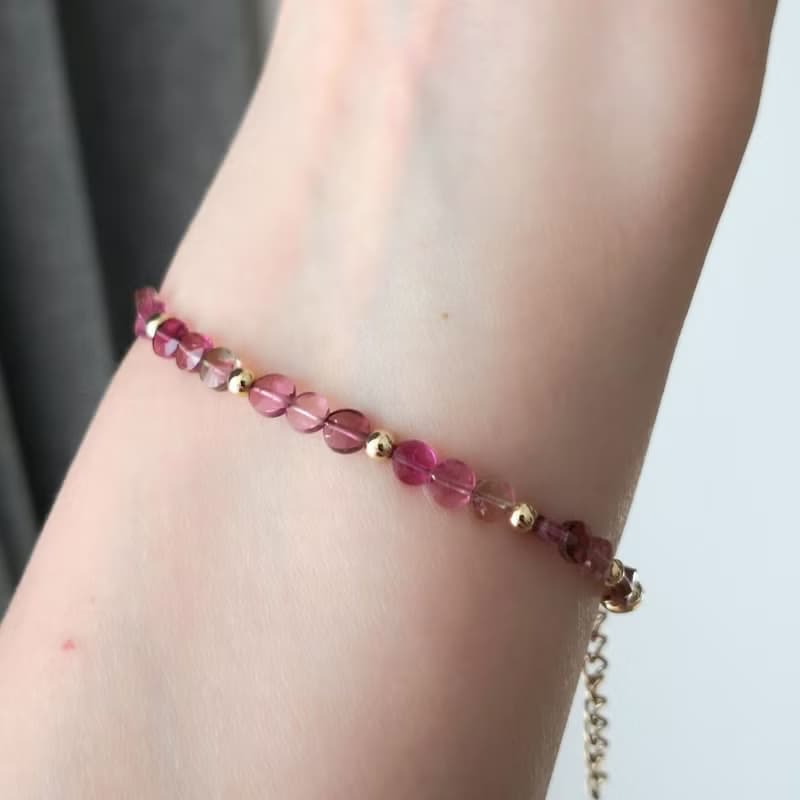 糖果碧璽 粉紅色系 天然無注膠碧璽 好人緣能量 手工製手鍊 禮物