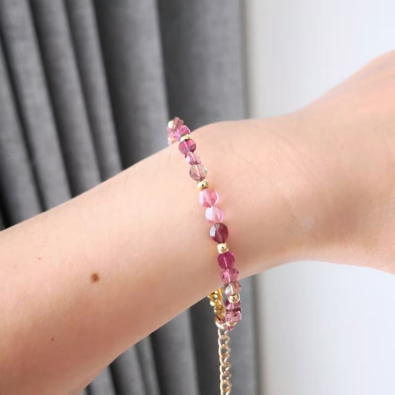 糖果碧璽 粉紅色系 天然無注膠碧璽 好人緣能量 手工製手鍊 禮物