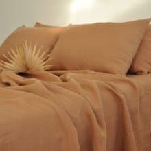 Clay linen flat sheet / Linen bedsheet / Softened stonewashed linen sheet