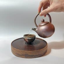 柴燒金彩火紋提梁茶壺 / 個人150cc 提梁壺  / 小平凡手作