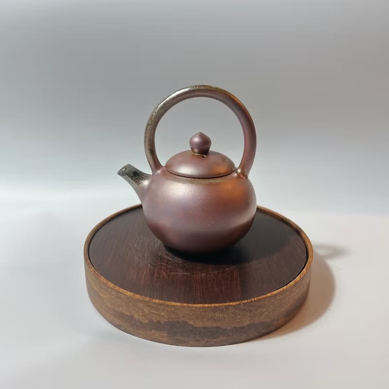 柴燒金彩火紋提梁茶壺 / 個人150cc 提梁壺  / 小平凡手作