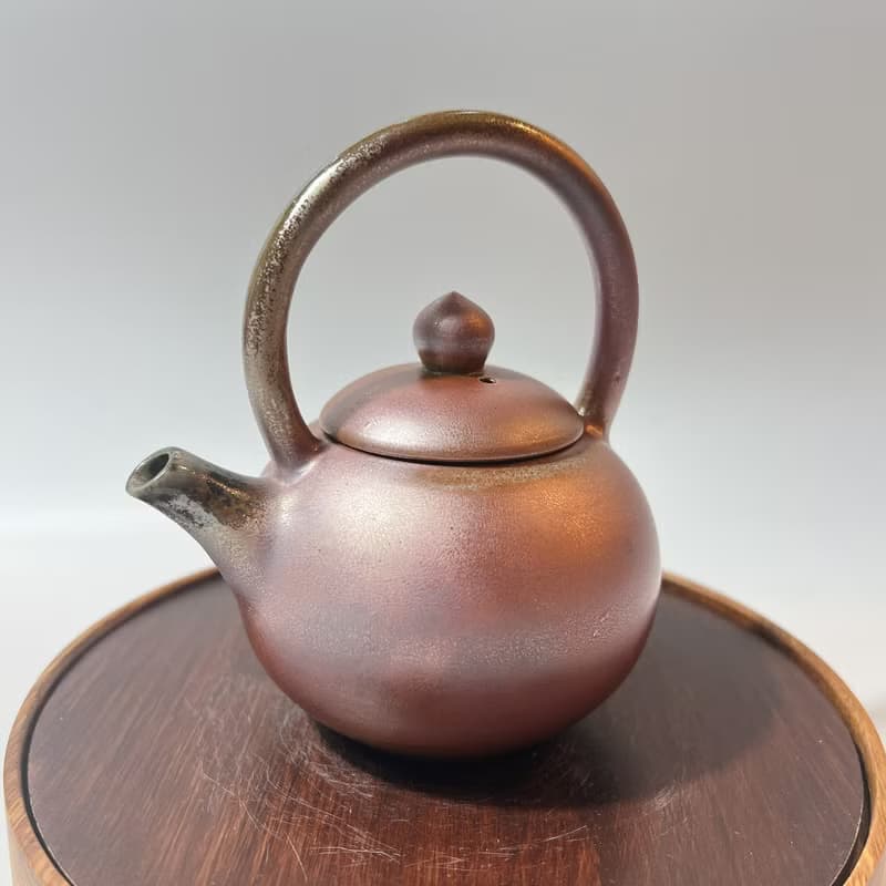 柴燒金彩火紋提梁茶壺 / 個人150cc 提梁壺  / 小平凡手作