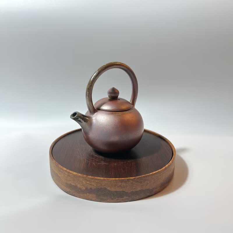 柴燒金彩火紋提梁茶壺 / 個人150cc 提梁壺  / 小平凡手作