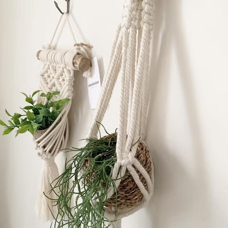 Macrame 編織 植物 乾燥花 珠珠 吊籃 吊飾