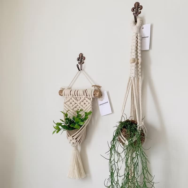 Macrame 編織 植物 乾燥花 珠珠 吊籃 吊飾