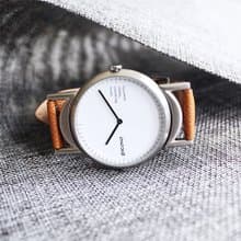 Twin 系列簡約雙錶面法國真皮錶帶手錶/TN-11901 銀色