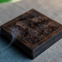 黑檀木四方盒 環香座