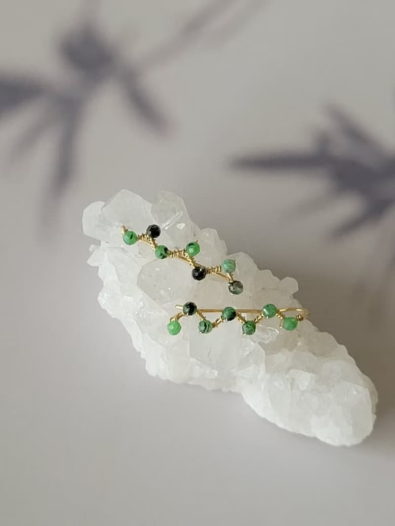 【禮物】紅綠寶耳環-繁星14K注金耳環 耳夾耳針共用款