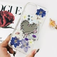 天然藍白花押花鏡子手機殼 適用於iPhone 16 Samsung S25 Google