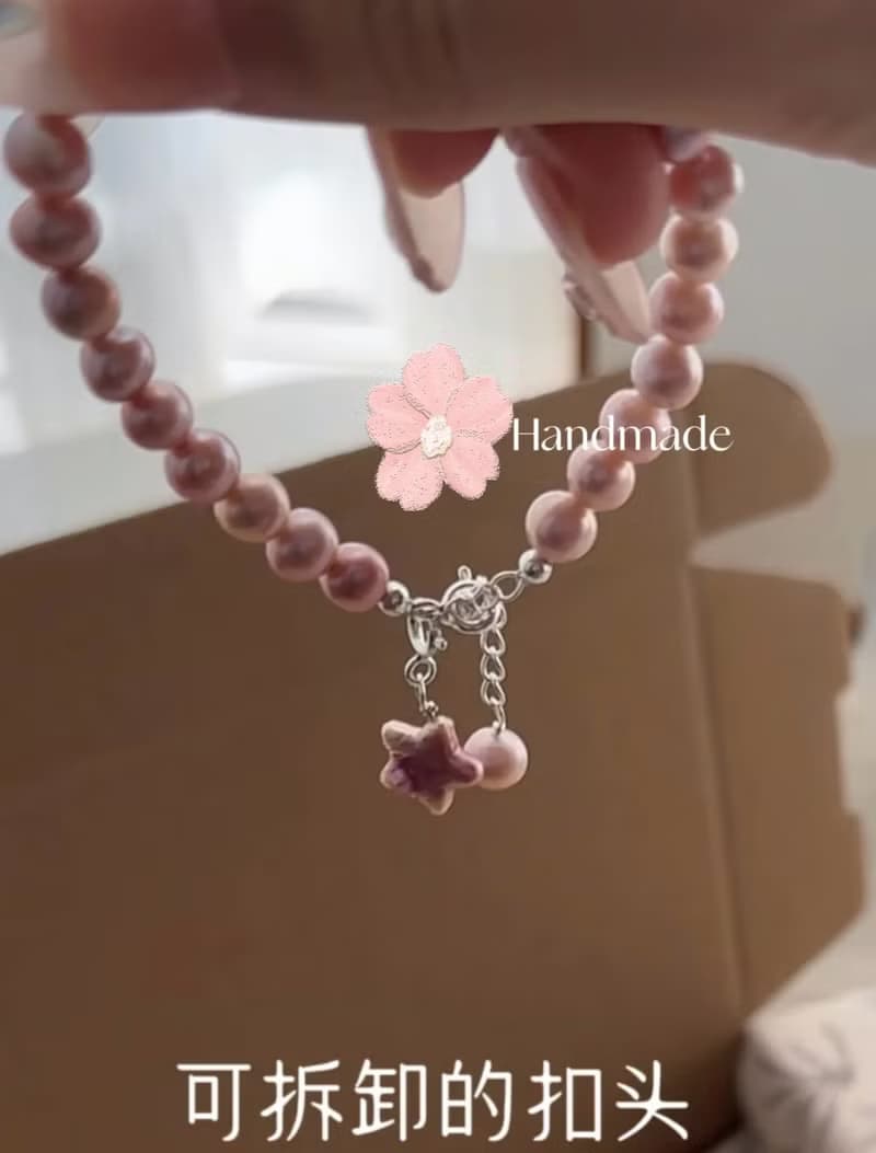 YuanPearl天然巴洛剋星星珍珠純銀可拆卸萬能扣吊墜掛手鍊項鍊