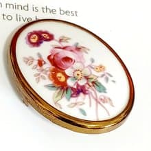 vintage jewelry  英國 Royal Worcester 瓷器手繪花卉 別針 胸針