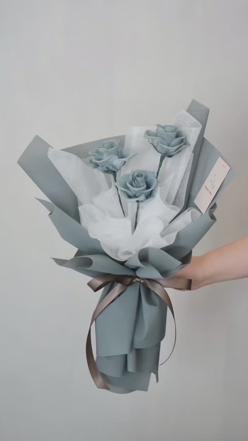 /3朵藍綠色玫瑰花束(中)/生日 求婚 七夕 情人節 教師節 畢業花
