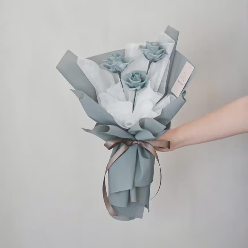 /3朵藍綠色玫瑰花束(中)/生日 求婚 七夕 情人節 教師節 畢業花