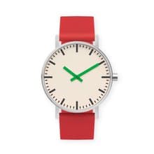 BIJOUONE彼樹灣 B50系列 綠色指針 紅色系硅膠表帶 靜音防水手錶