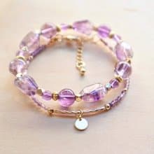 紫水晶|紫超七|紫阿賽|兩件組合手鍊|利姻緣|增加魅力|智力開|