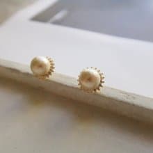 棉珍珠耳環 鋯石