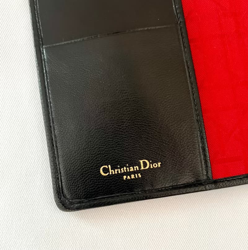 Dior經典車花格紋黑色卡片套小包古董錢包短夾 日出中古二手