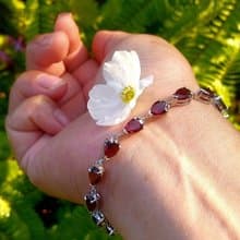 Garnet Bracelet Dark Red Gem Chanthaburi Garnet Pear Shape Genuine 925 Silver