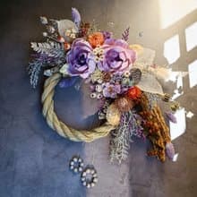 祈福掛飾 紫色浪漫系索拉牡丹永生花注連繩開幕誌慶新居