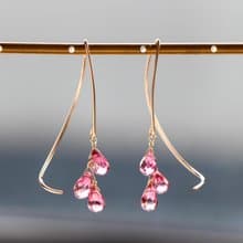 14kgf-pink mystic topaz half curl pierced earrings