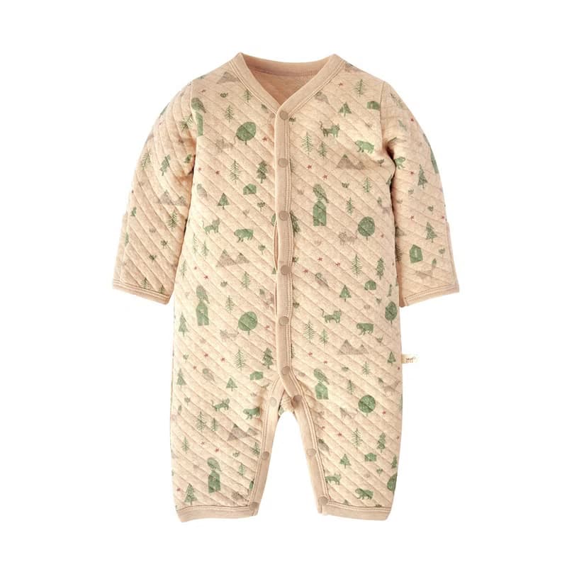 【SISSO有機棉】大地石虎鴞鴞空氣棉長袖兔裝 3M