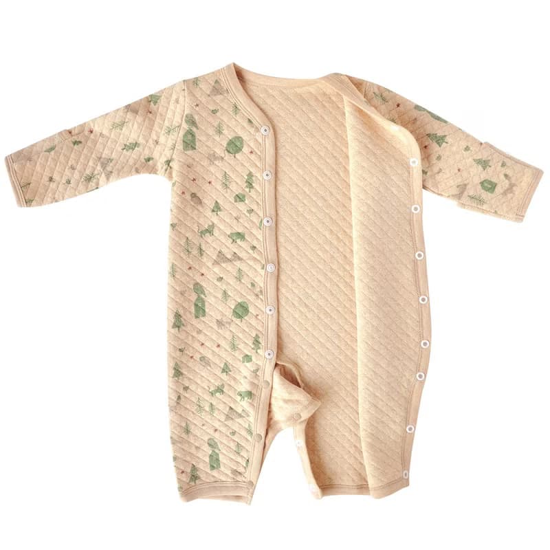 【SISSO有機棉】大地石虎鴞鴞空氣棉長袖兔裝 3M