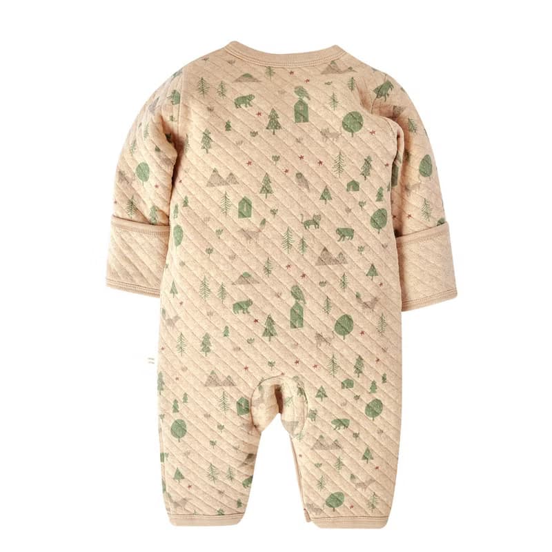 【SISSO有機棉】大地石虎鴞鴞空氣棉長袖兔裝 3M