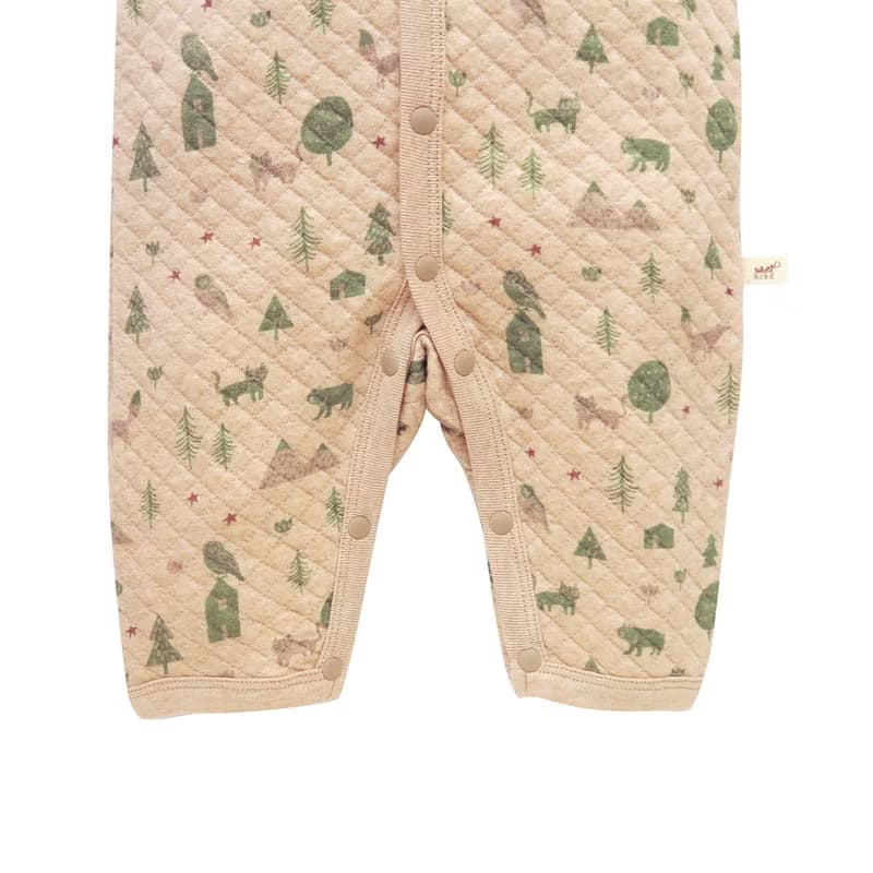 【SISSO有機棉】大地石虎鴞鴞空氣棉長袖兔裝 3M