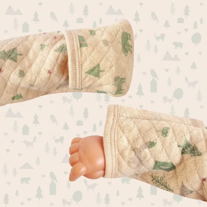 【SISSO有機棉】大地石虎鴞鴞空氣棉長袖兔裝 3M