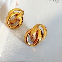 vintage jewelry  NAPIER古典環形雙紋路 夾式耳環