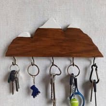 Handmade wooden key holder mountains