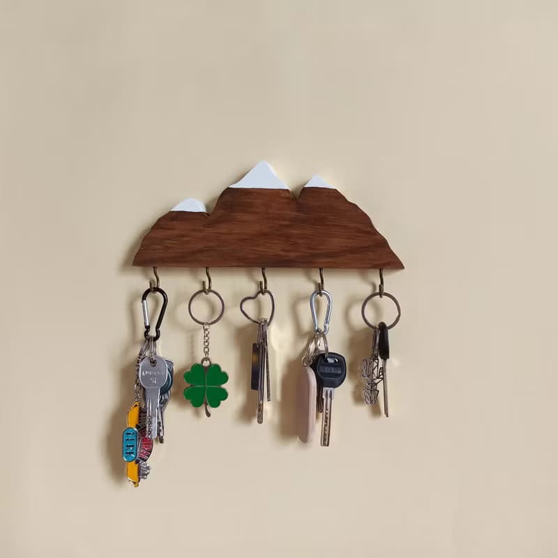Handmade wooden key holder mountains
